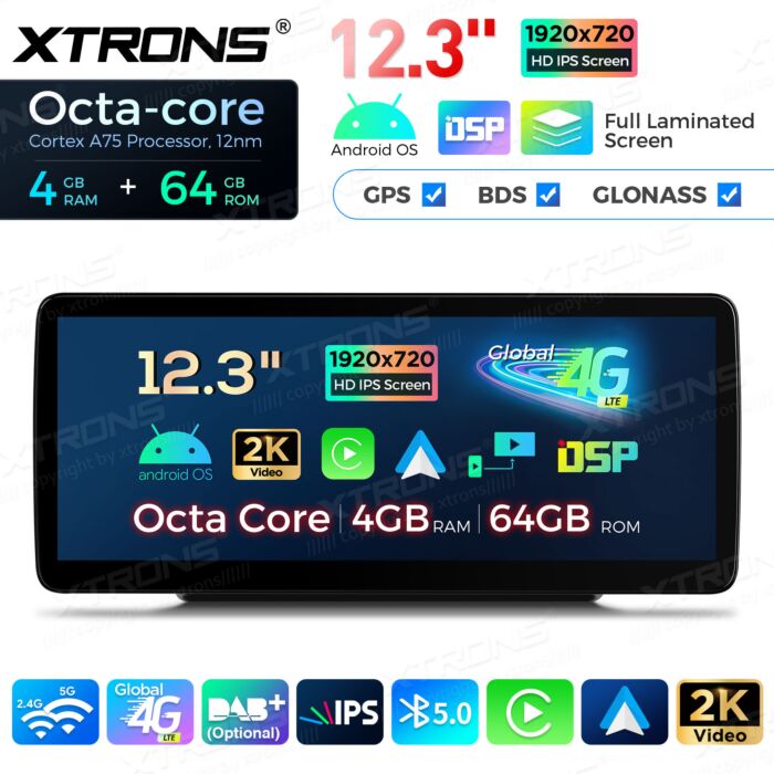 Autoradio Android da 12,3" per vari modelli Mercedes-Benz | Apple CarPlay e Android Auto | QLM2250M12C5