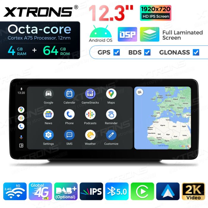 Autoradio Android da 12,3" per vari modelli Mercedes-Benz | Apple CarPlay e Android Auto | QLM2250M12C5
