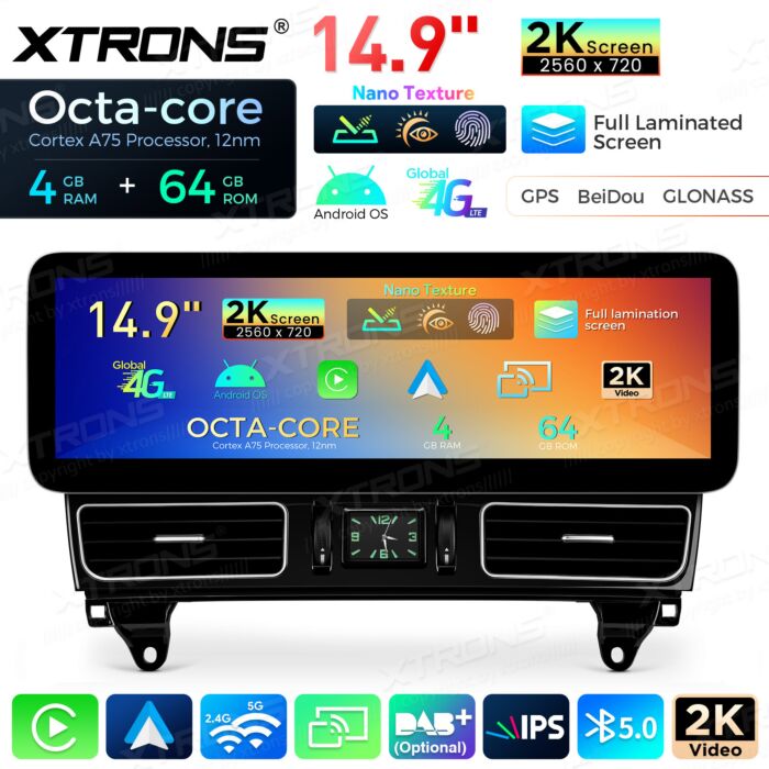 Autoradio Android da 14,9" con schermo Nano Texture 2K per Mercedes-Benz Classe M/Classe GL | Apple CarPlay e Android Auto | QLM4245MLS