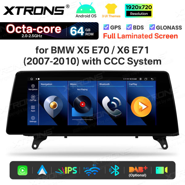 BMW X5 E70 X6 E71 CCC/CIC 10,25'' Android OS  8 Core 2+64GB 4G LTE CarPlay Android Auto DSP  QTB10X5CCL