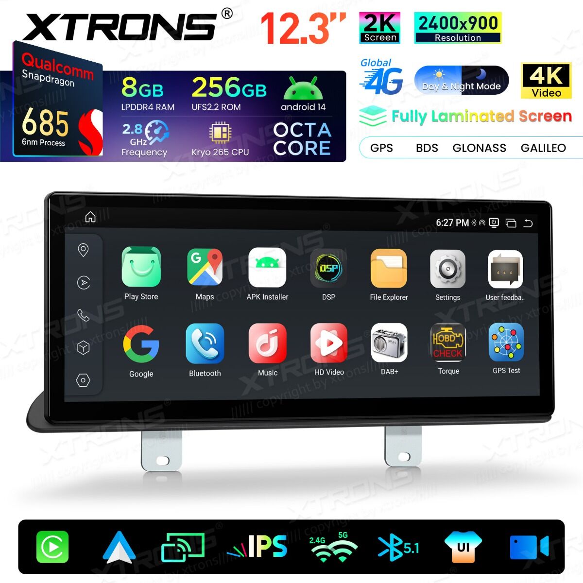 BMW Serie 5 G30/G31 (2018-) EVO Android da 12,3 " Qualcomm 685, 8+256 GB di RAM e schermo 2K  QWBX24EVB12FVN