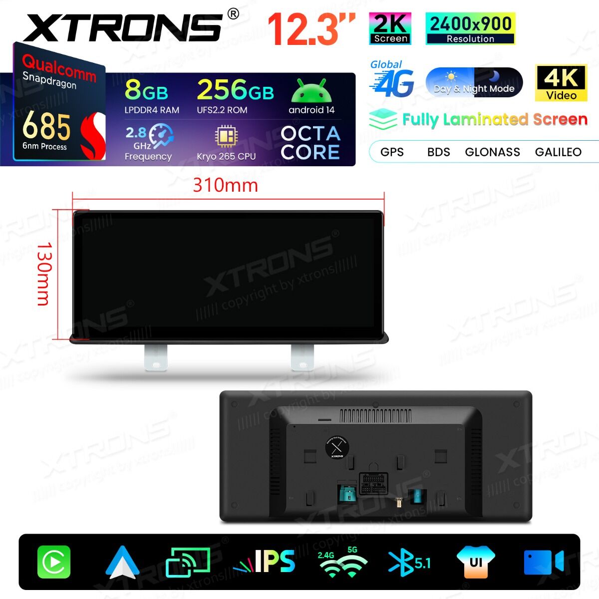 BMW Serie 5 G30/G31 (2018-) EVO Android da 12,3 " Qualcomm 685, 8+256 GB di RAM e schermo 2K  QWBX24EVB12FVN