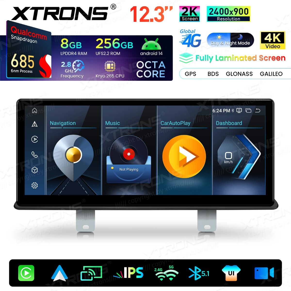 BMW Serie 5 G30/G31 (2018-) EVO Android da 12,3 " Qualcomm 685, 8+256 GB di RAM e schermo 2K  QWBX24EVB12FVN