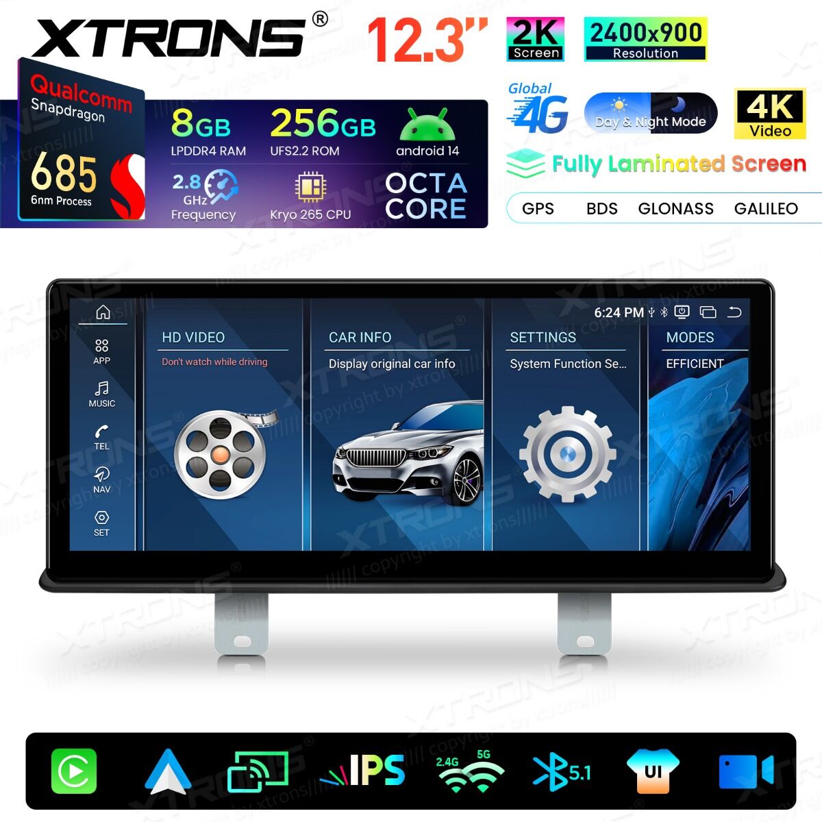 BMW Serie 5 G30/G31 (2018-) EVO Android da 12,3 " Qualcomm 685, 8+256 GB di RAM e schermo 2K  QWBX24EVB12FVN