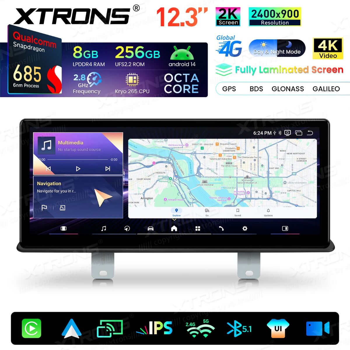 BMW Serie 5 G30/G31 (2018-) EVO Android da 12,3 " Qualcomm 685, 8+256 GB di RAM e schermo 2K  QWBX24EVB12FVN