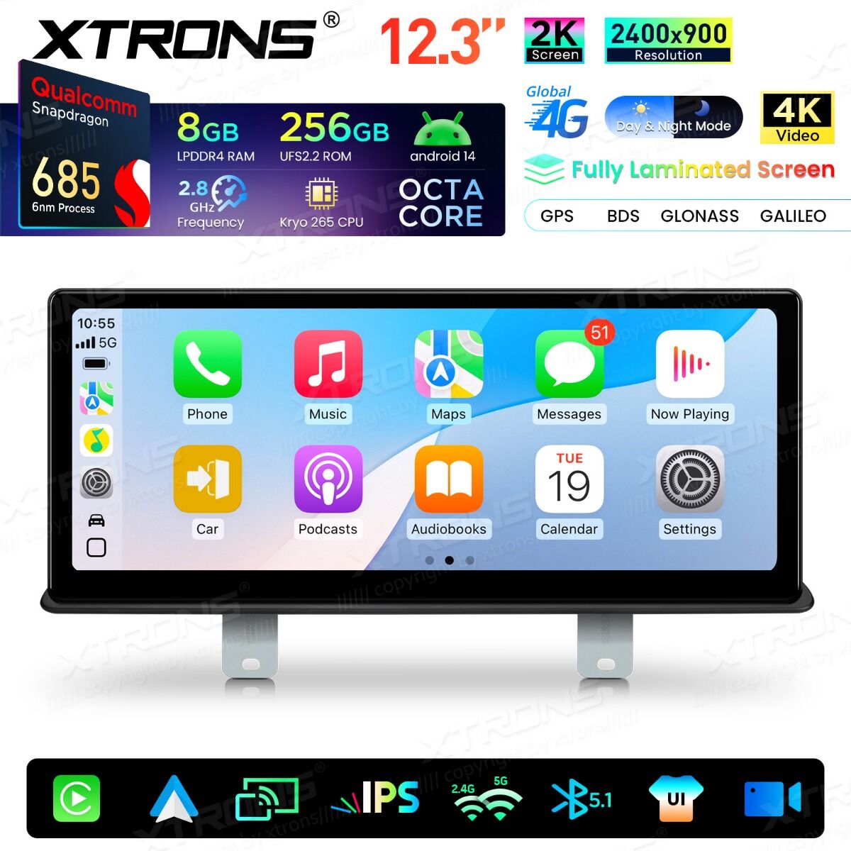 BMW Serie 5 G30/G31 (2018-) EVO Android da 12,3 " Qualcomm 685, 8+256 GB di RAM e schermo 2K  QWBX24EVB12FVN